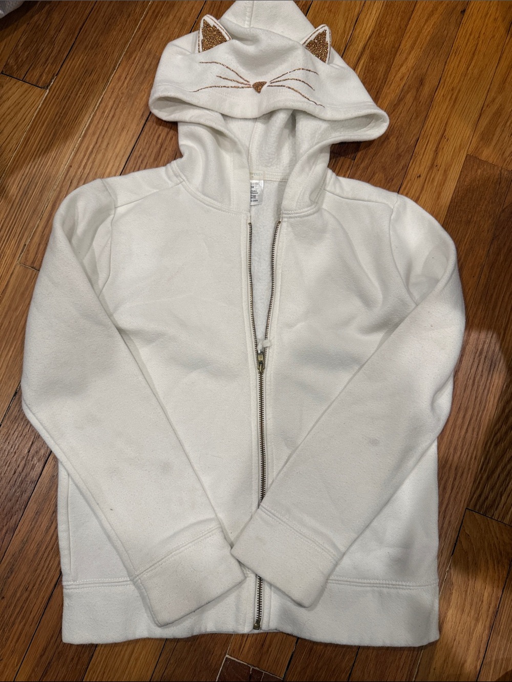 Crewcuts Cream Cat-Ear Zip Hoodie Jacket